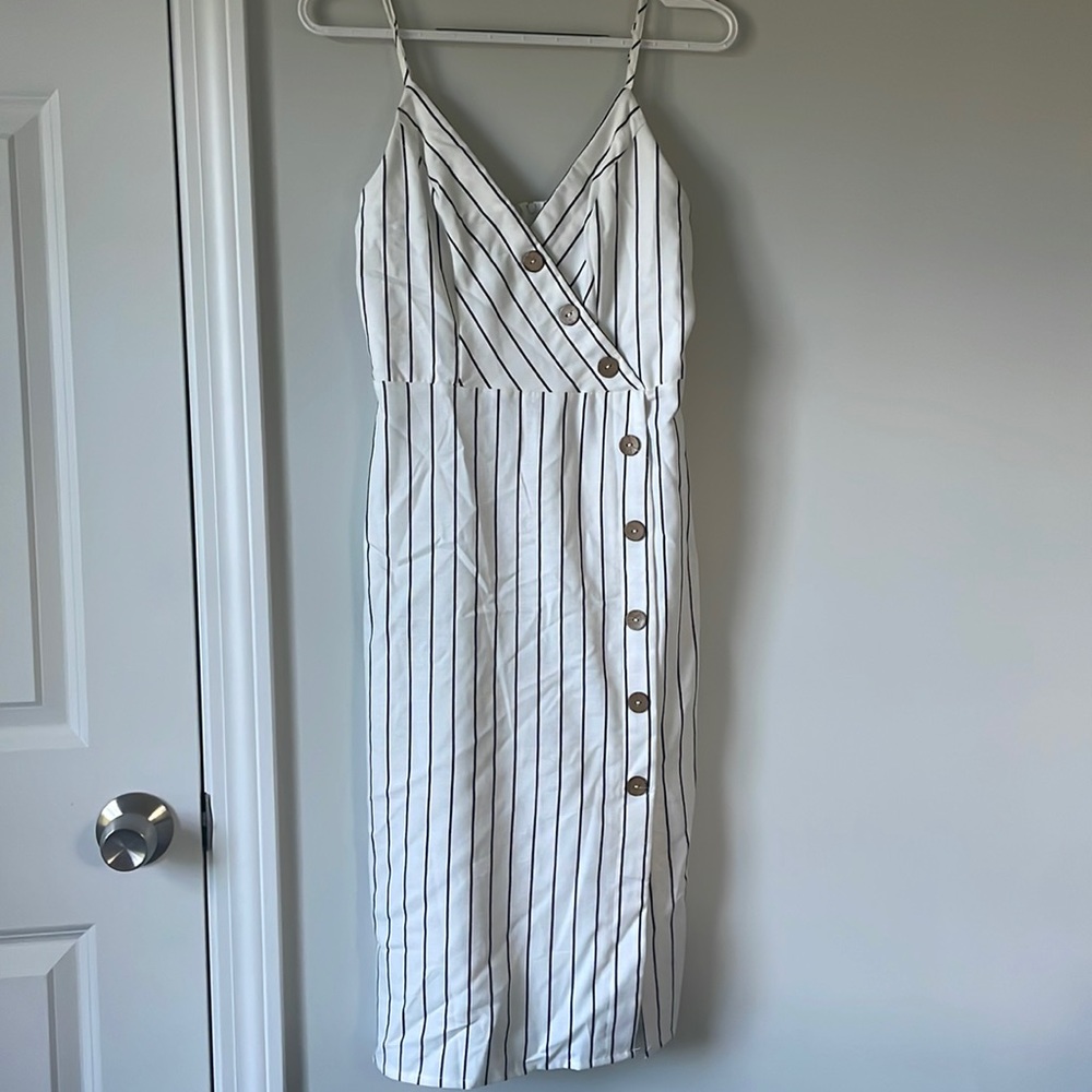 White and black stripped summer dress